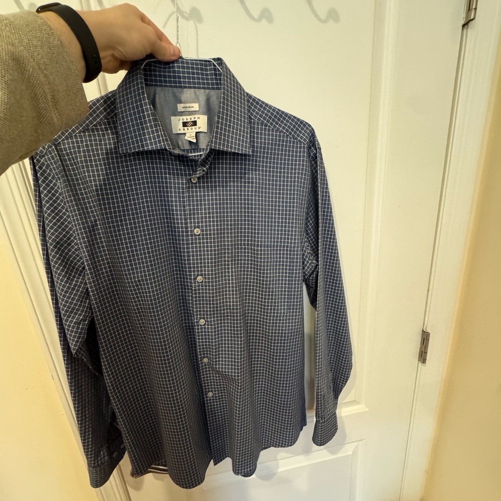 Joseph Abboud Navy and White Check Dress Shirt